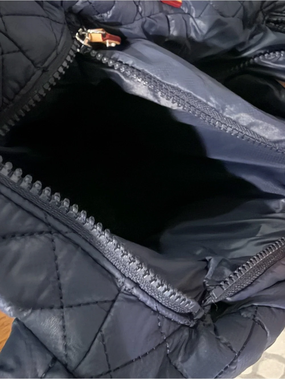 MZ Wallace Quilted Navy Shoulder Tote
